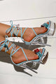 Strap-up Butterfly Platform Heels - Blue