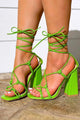 Lime Strap Up Chunky Heel