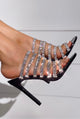 Black Patent Strappy Rhinestone Heel